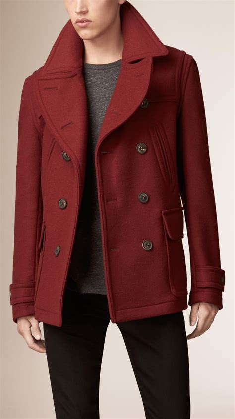 burberry melton wool blend peacoat|burberry wool blend coat.